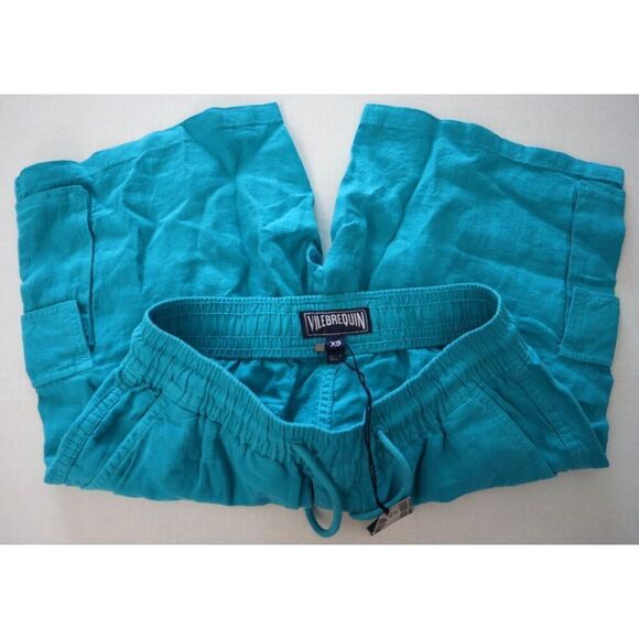 Vilebrequin BAIE9U01 Men's Sz XS Blue Linen Cargo Pockets Bermuda Shorts - Picture 3 of 14